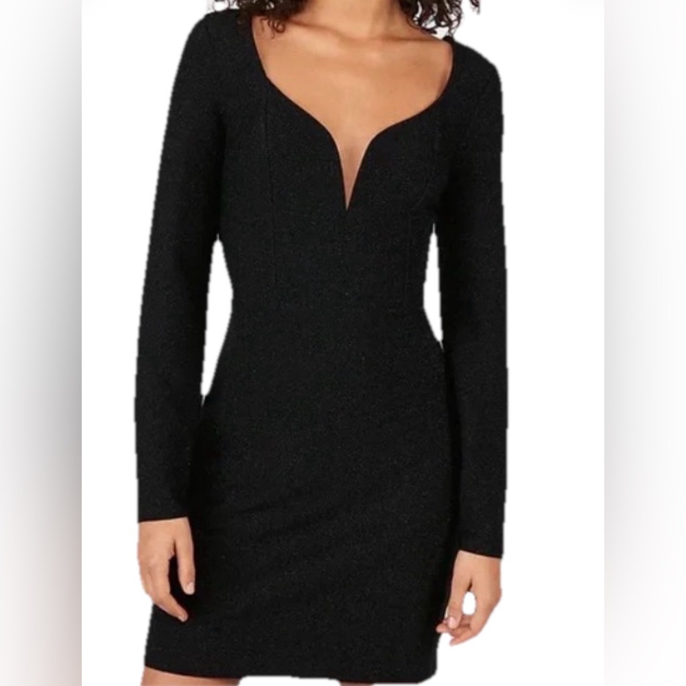 Express prom mini dress Black Long Sleeve Sz Small sparkly cocktail nwt